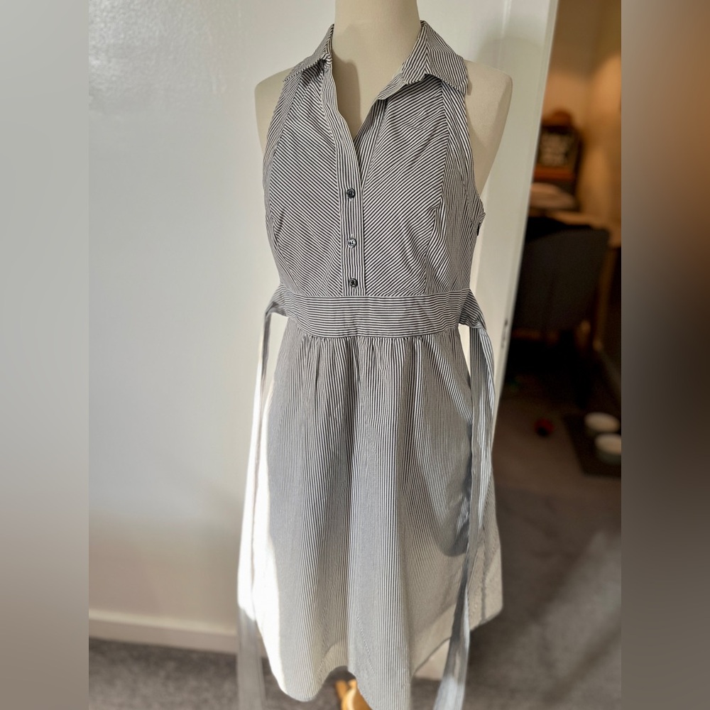 Anthropologie Maeve black and white striped shirtdress, size 6